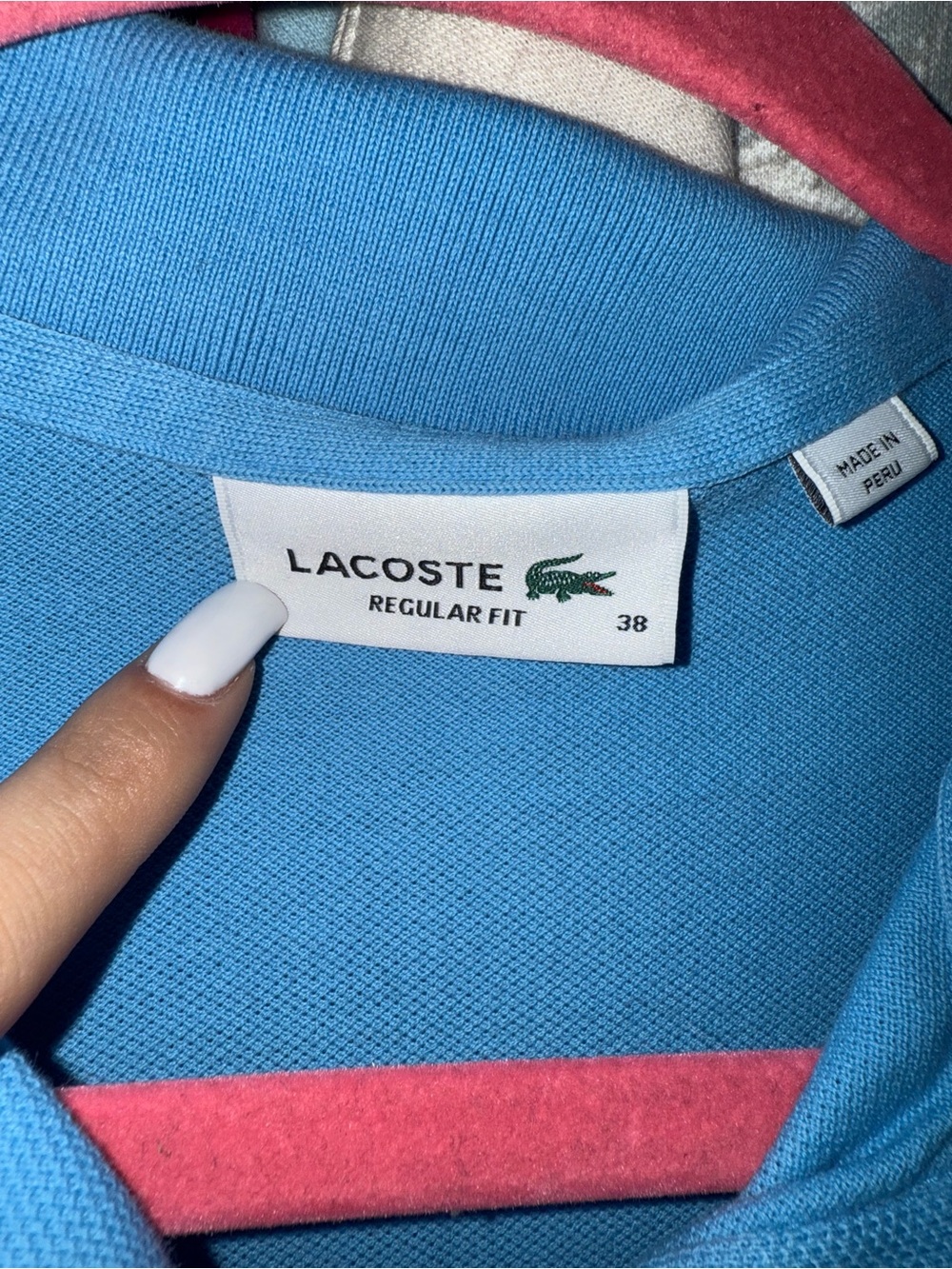 Lacoste Sky Blue Regular Fit Polo with Green Crocodile Logo